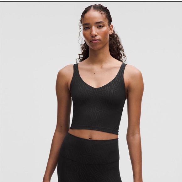 Lululemon Align Tank Top Size 6 Black Lululemon Print Cropped Yoga Workout - Picture 1 of 9